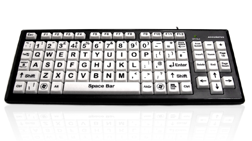 Large keys black on white keyboard
